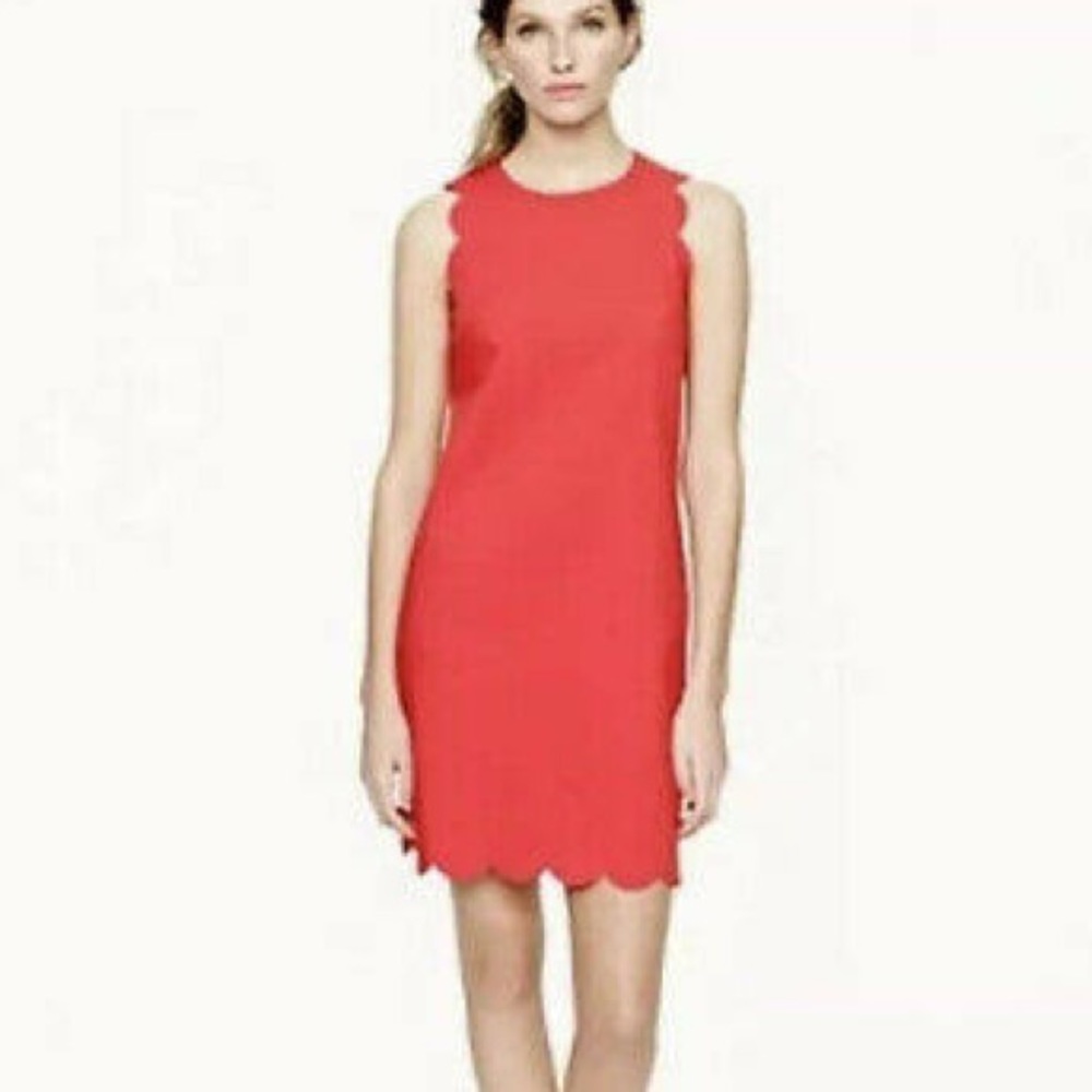 J.Crew Factory Coral Pink Scalloped Dress